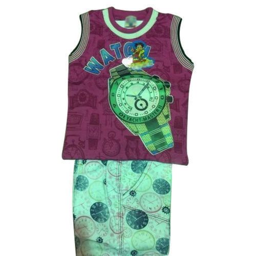 Comfortable Sleeveless Printed Washable Cotton Suit For Boys Age Group: 2 - 5