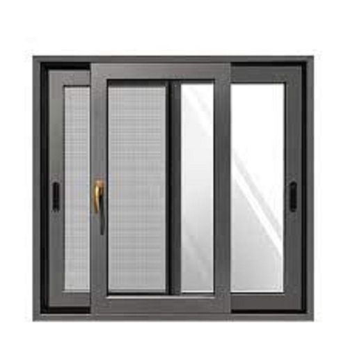 Golden Powder Coated Modern Aluminum Sliding Window With 12 Mm Thick Glass