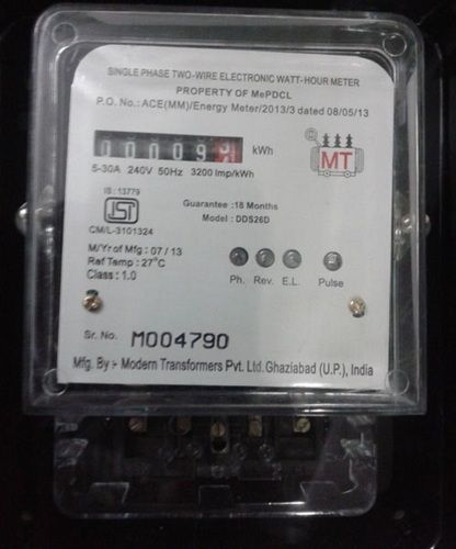 Single Phase Electronic Energy Meter, Operating Current: Single Phase