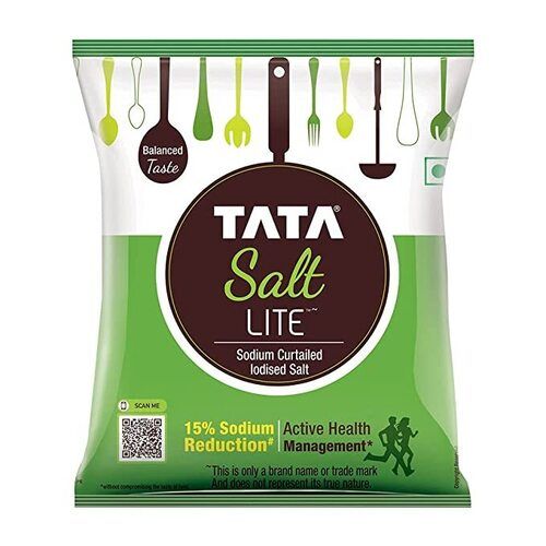 White Hypertension Reduced Sodium Lite 15% Less Sodium Contains Sodium Iodized Tata Salt Lite