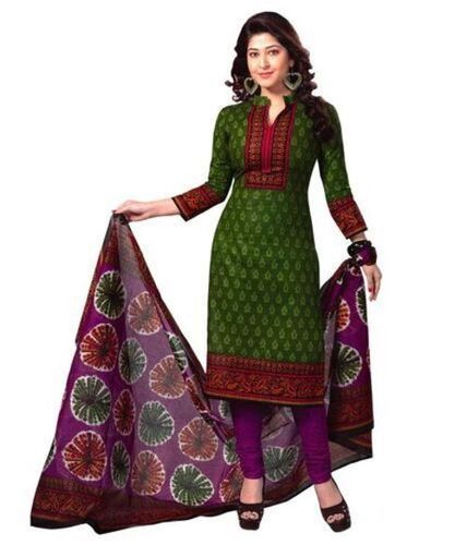 Women's Breathable And Stylish Full Sleeves Cotton Printed Salwar Suits With Dupatta