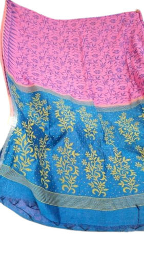 Blue Daily Wear Stylish Gorgeous Comfortable Printed Cotton Silk Saree For Ladies