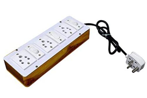 Long-Lasting Lightweight Flexible Wooden Extension Board With 3 Socket And 3 Plug Application: Home