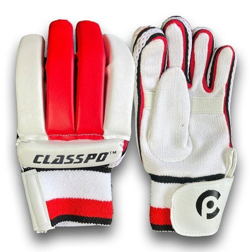 वेल्क्रो रेड एंड व्हाइट क्लैस्पो क्रिकेट बल्लेबाजी दस्ताने, सभी आकार में उपलब्ध आयु समूह: वयस्क