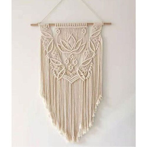 Modern White Cotton Rope Flower Design Macrame Wall Hanging For Decoration