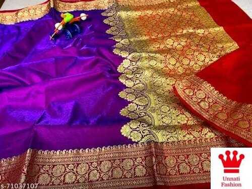  Printed Resam Embroidered Traditional Art Silk Banarsi Ladies Sarees 