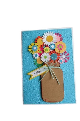 12 X 10 Inches Customized Paper Craft And Flower Designed Folded Greeting Cards