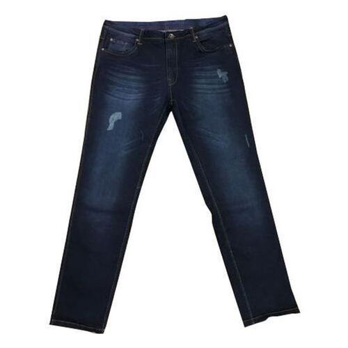 Blue Casual Wear Relaxed Fit Faded Stretchable Denim Jeans For Mens