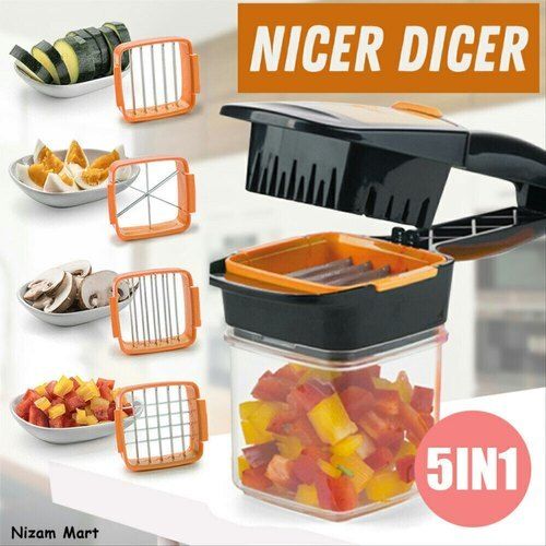 Easy To Clean 5 In 1 Nicer Dicer Vegetable And Fruit Plastic Hand Chopper