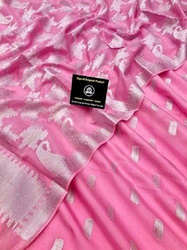 Organza Silk Design Suit, Banarasi  Pink Colors 