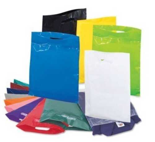 Plastic Poly Bags - Good Quality,  Strong Flexiloop Handles | Available in Blue, Green, White, Yellow for Shopping and Packaging Use