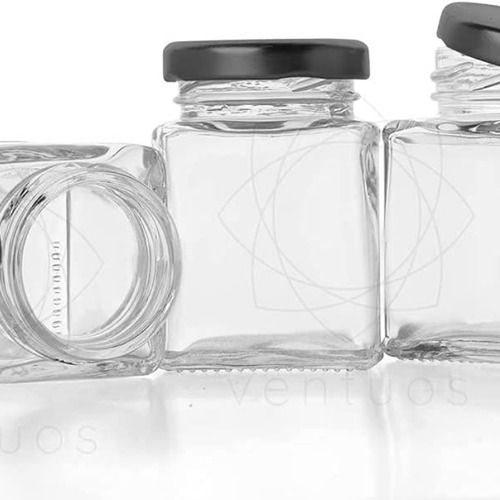 Transparent Square Shape 400ml Square Glass Jar with Lid for Food Storage