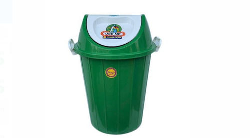 30 Liter Green Plastic Swing Lid Dustbin For Indoor And Outdoor Use