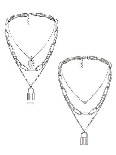 Graceful Lock Heart Triple Chain Necklace – Makers India