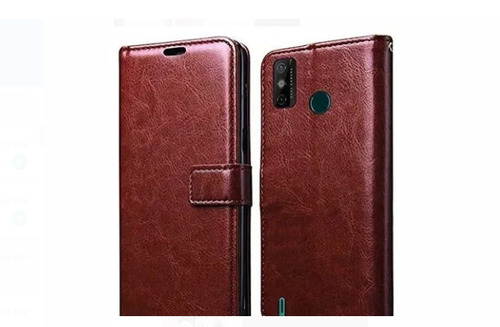 Flip Mobile Phone Case In Rectangular Shape Faux Leather Waterproof And Durable - Faux Leather, Brown Color, Sleek Design | Magnetic Closure, Wrist Band for Easy Handling, Exquisite Workmanship