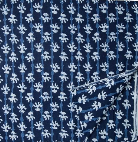 Blue No Fade Washable Printed Unstitched Cotton Fabric For Garment Industry