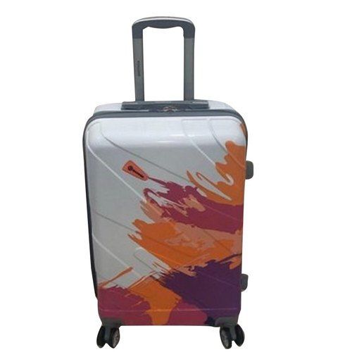 Durable Rectangular Wheeled Adjustable Handle Polycarbonate Plastic Luggage Trolley 