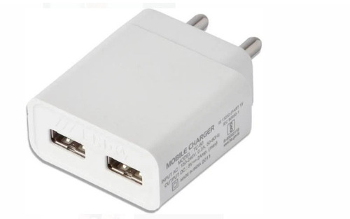 White Color Plastic Material 2 Amp Dual Port Mobile Phone Adapter