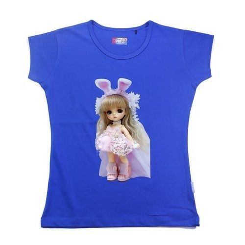 Kids Washable Half Sleeves Round Neck Printed Modern Cotton T-Shirt