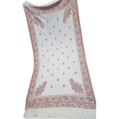 Ladies Party Wear Pashmina Shawl - Cotton Silk Blend, Unique White Printed Design | Dry Clean Only, Ideal For Weddings