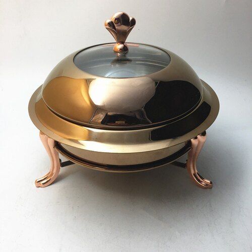 Attractive Look Durable Long Lasting Round Polished Copper Chafing Dish