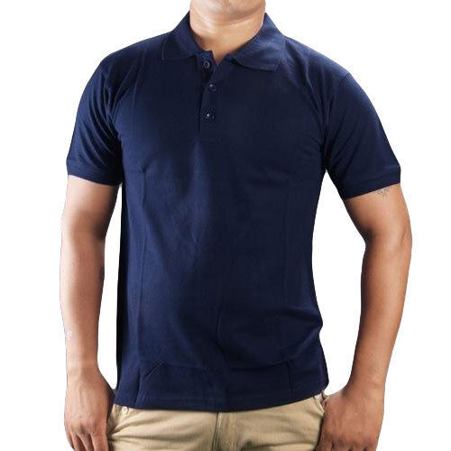 Mens Casual Moisture Wicking Polo Half Sleeves Button Closure Cotton T-Shirt