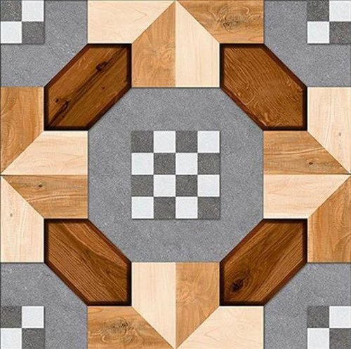 Printed Ceramic Floor Tiles - 2x2 Feet, Multi Color | Non-Slip, Wear-Resistant, A Grade, Vitrified Ceramic, Polished Finish, Rectangular Shape, 5-10 mm Thickness