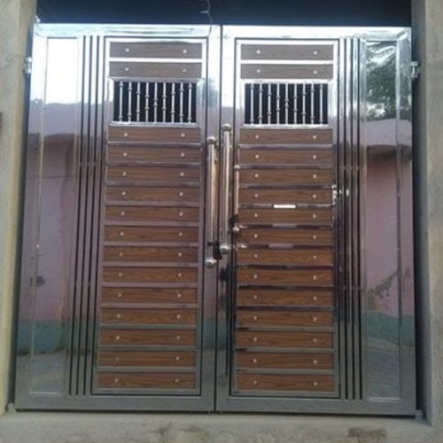 Customized Fancy Double Panel Stainless Steel Door