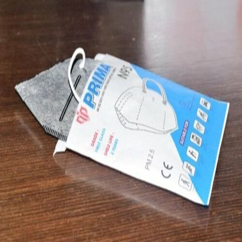 5 Number Of Layers Protection With Adjustable Nose Clip Prima N-95 Mask - Fabric Material, Grey Color | High Bacteria Filtration Efficiency, Unisex Design, Waterproof
