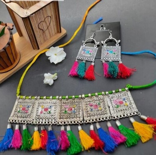 Afghani Style Multi Thread Choker Necklace Set