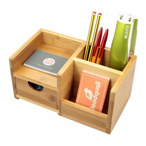 Brown Wooden Desk Organiser Option For Office