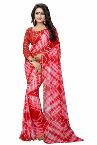 Red Skin Friendly Comfortable Party Wear Archit Enterprise Chiffon Saree