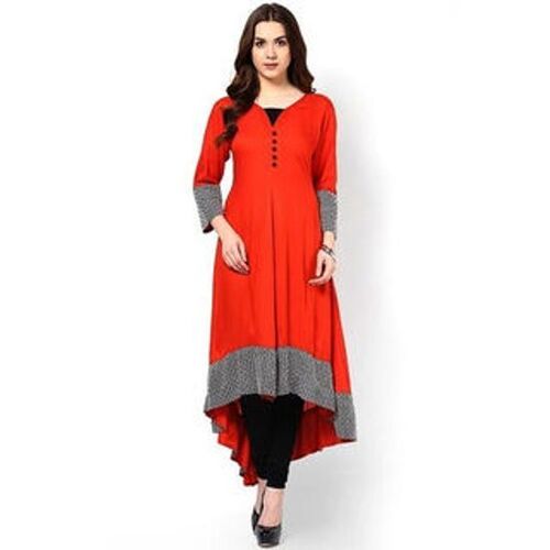 Red Full Sleeve And Plain Ladies Fancy Kurti