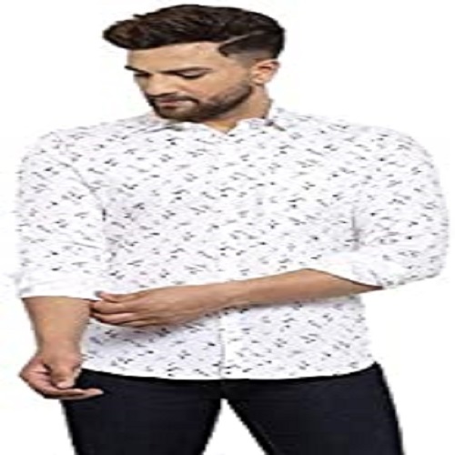 Full Sleeve White Printed Shirt For Mens