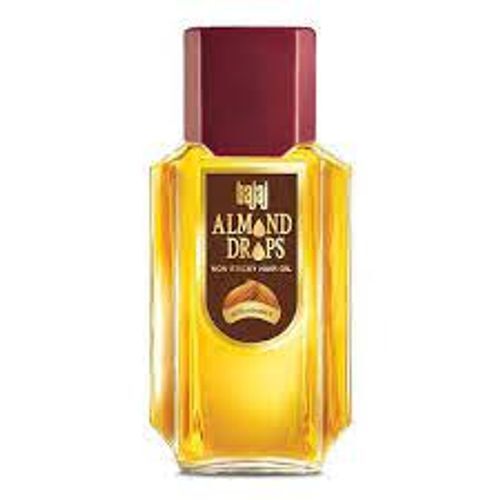 Hydrates And Nourishing Bajaj Almond Hair Oil - Soy Protein & Vitamin E Blend, Non-Sticky Golden Oil for All Hair Types, Strengthens & Smoothens Hair