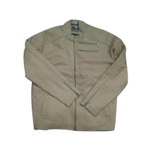 Mens Full Sleeve Plain Leather Jacket