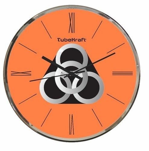 Battery Operated Round Wall Clock - 252g Metal Body, Orange and Black Design | Unisex Fashion Quartz Timepiece, Durable Hands