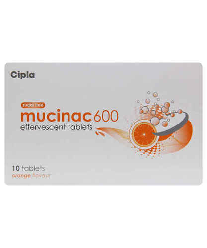  Mucinac 600 mg ऑरेंज फ्लेवर शुगर फ्री 10 टैबलेट