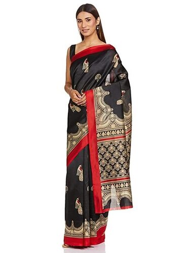 Black New Stylish And Fancy Fantastic Comfortable Easy To Carry Women'S Art Silk Saree