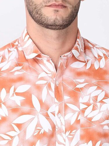 Party Wear Flora Print Design Mens Shirt With Full Sleeves