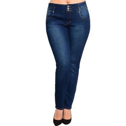 Washable Plain Dark Blue Color Ladies Denim Jeans