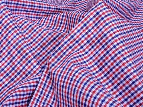 Shrink And Stain Resistant Multicolor Polyester Check Shirting Fabrics