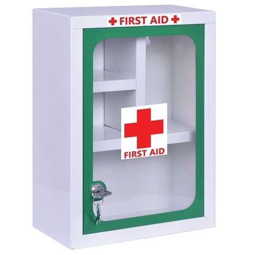 Rectangular Durable Glass Multi Shelf First Aid Medical Box Application: Clinics & Home Use