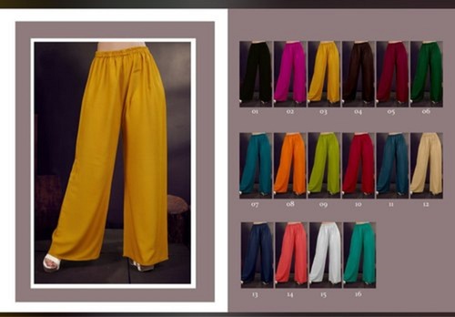 Different Color Skin Friendly Loose Fit Casual Wear Ladies Cotton Palazzo