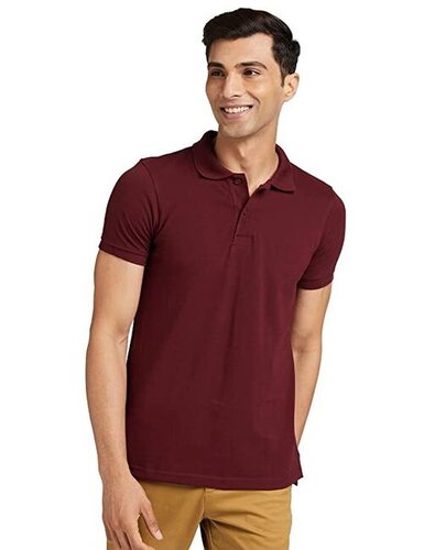Trendy Stylish And Fashion Short Sleeves Comfortable Maroon Men'S Regular Polo T Shirt - Cotton, Sizes: S/M/L/XL, Color: Pomegranate | Soft Fabric, Eco-Friendly, Anti-Wrinkle, Easy To Wash