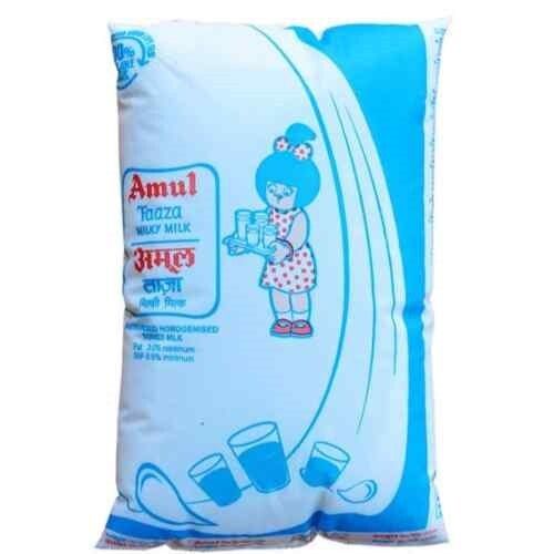 100% Pure And Fresh Amul Taaza Milky Milk 1 Liter (Pouch)