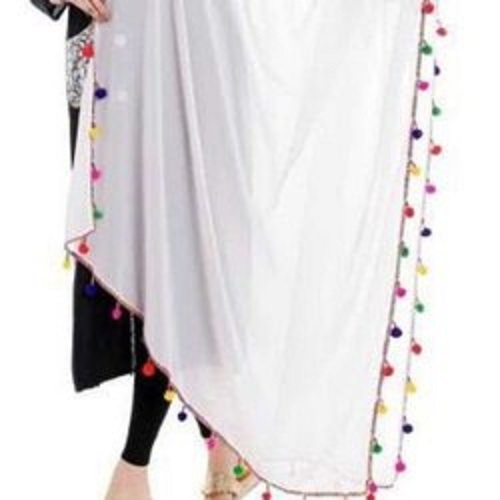 महिलाओं के लिए आरामदायक और धोने योग्य कढ़ाई वाला पोम पोम दुपट्टा