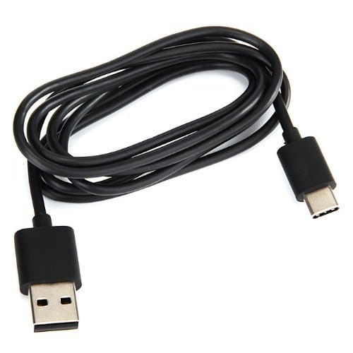 Heat Resistant Plastic C Type USB Data Cable - 1 Meter Long, Black Color, Extra Long Charging Compatible with Phones & Tablets