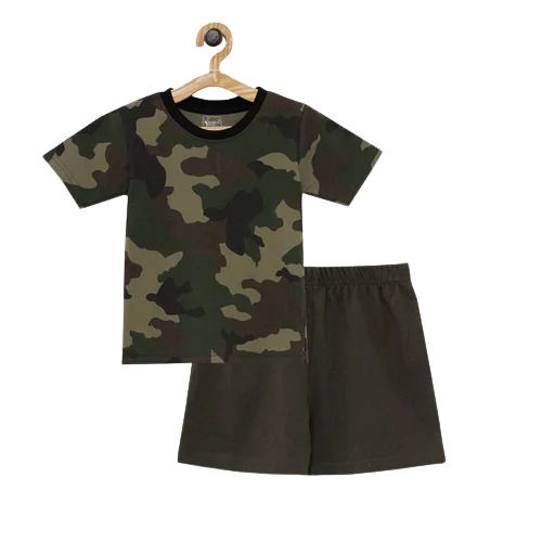 Casual Wear Skin-Friendly Regular Fit Breathable Readymade Camouflage Kids Dress