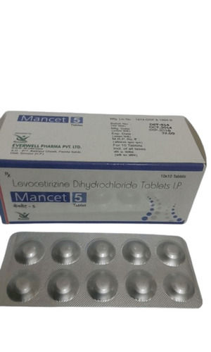 Solid Levocetirizine Dihydrochloride Mancet 5 Tablets (10X10 Pack )